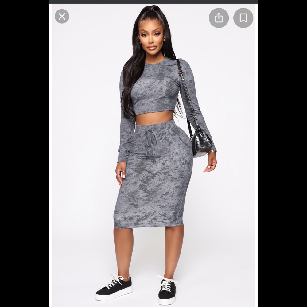 Fashion Nova Casual Feelings Skirt Set -Never Worn